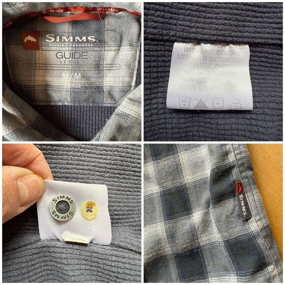 MENS SIMMS GUIDE SERIES FISHING SHIRT MIDWEIGHT LONG SLEEVE CHECKED TECHNICAL M - Picture 12 of 12